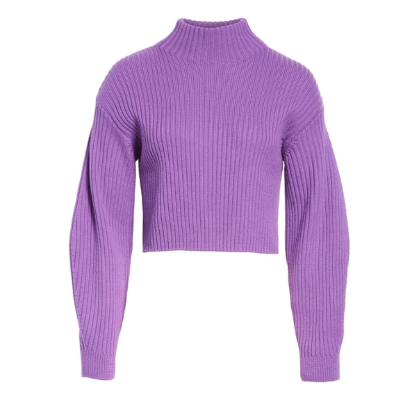 NWT Tibi Rib Structured Merino Wool Purple Sweater - Picture 7 of 8